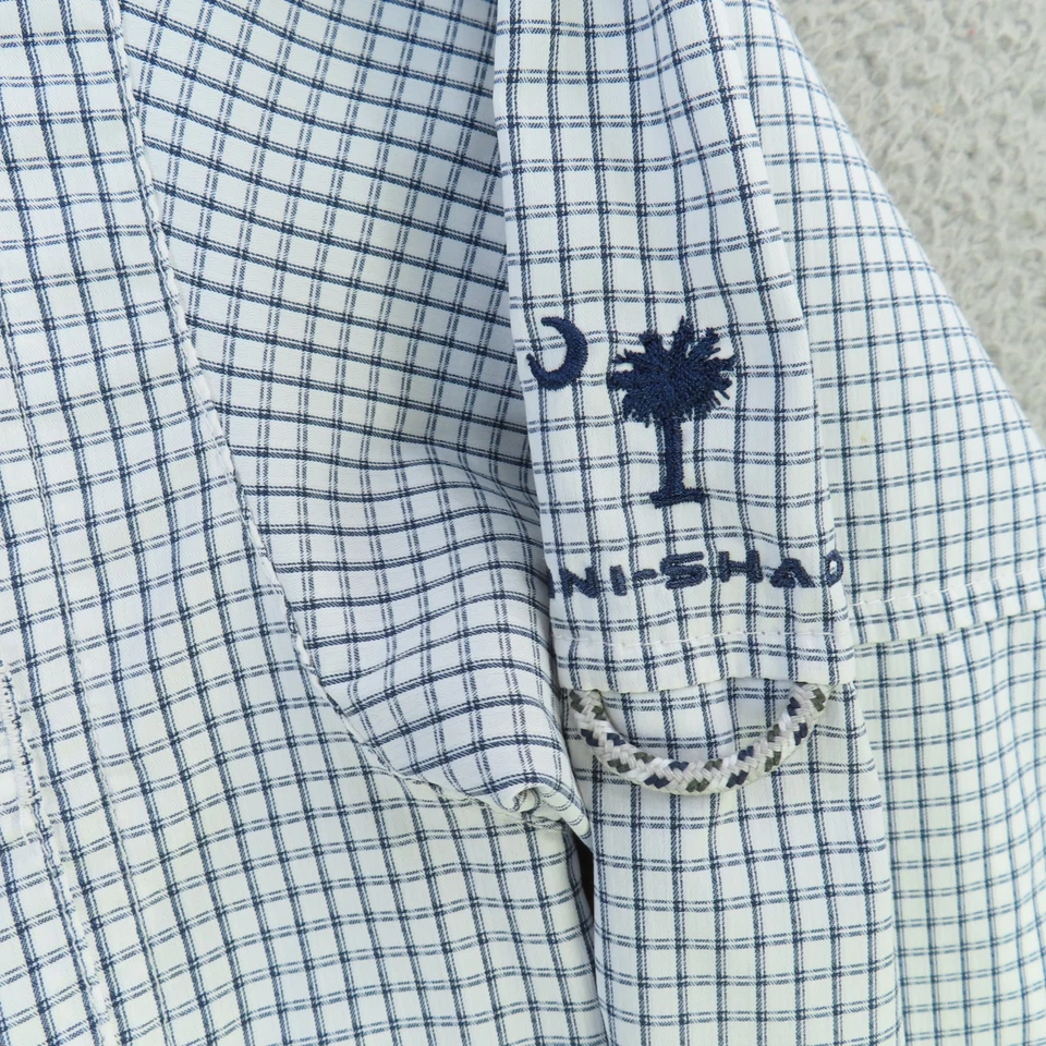 Camisa Columbia PFG Para Hombre Mediana Azul Cuadros Manga Larga Ventilada Super Tamiami Foto 3 de 4