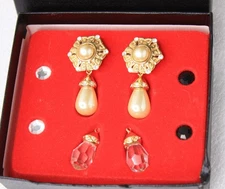 New KJL Kenneth Jay Lane Interchangeable Dangle Earrings Set - Pierced