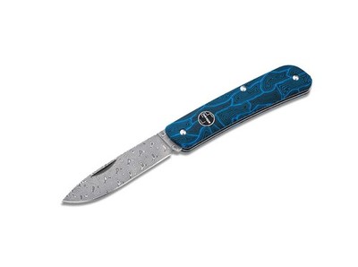 Böker Plus Tech Tool Blue Damast Taschenmesser G10 Griff Clip Slipjoint