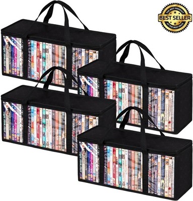 4 Packs CD & DVD Storage Box,Stackable CD Cases Holder Organizer 20'' x 6.5'' x 8''