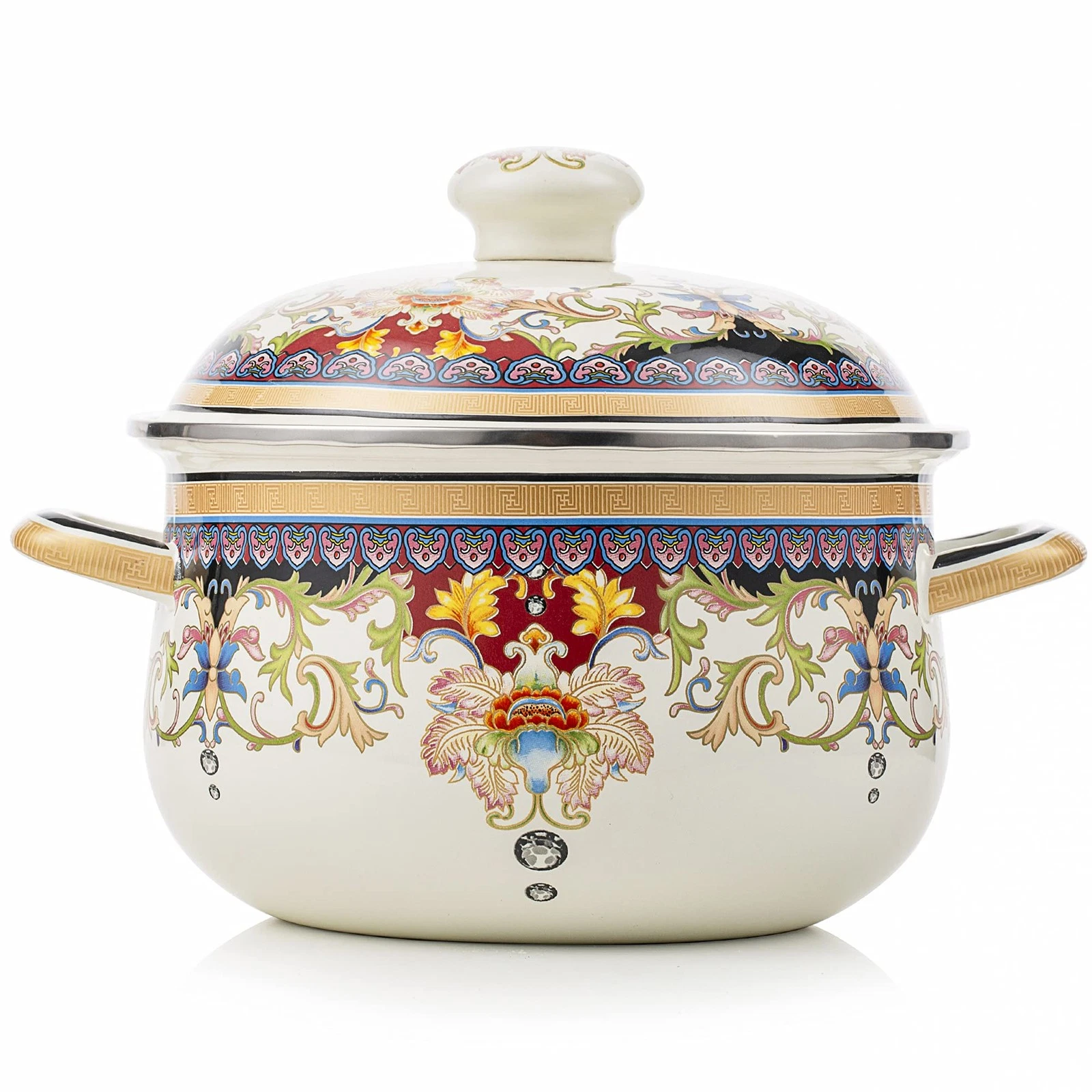 Nonstick Deep Enamel on Steel Stock Pot/Stockpot with Lid, 3 Quart (3L)