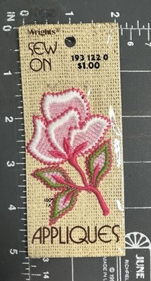 Vintage Wright's Pink Grün Blütenblätter Applikation Patch