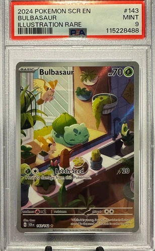 2024 POKEMON SCR EN-STELLAR CROWN ILLUSTRATION RARE #143 BULBASAUR PSA 9