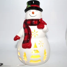 Hobby Lobby Light Up Ceramic Snowman 9" Lantern Cardinal Holiday Decor Tabletop