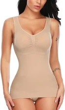 Women Shaper Cami with Built in Bra Shapewear Tank Top Tummy Medium, Beige 