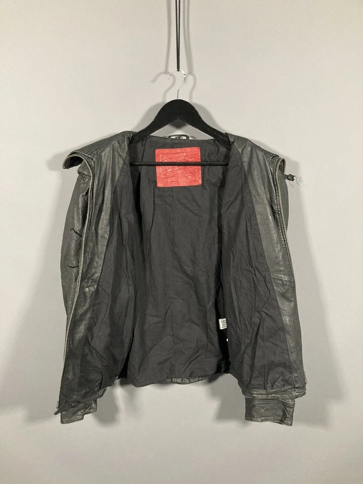 SUPERDRY LEATHER BOMBER Jacket - Size Large - Black - Good Condition - Men’s - Image 4 of 4