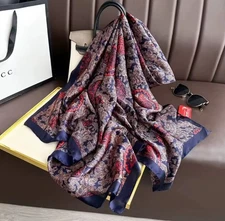 Scarf Elegant, Large Soft,Floral Colorfull, Long Shawl Neckerchief 180x90cm
