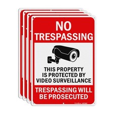 Video Surveillance Signs, 10x7 Inches No Trespassing Signs Private Property S...