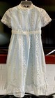 Vintage Girls Cottagecore Sheer Blue Daisy Chiffon Overlay Two Piece Dress 6 8 — photo 3