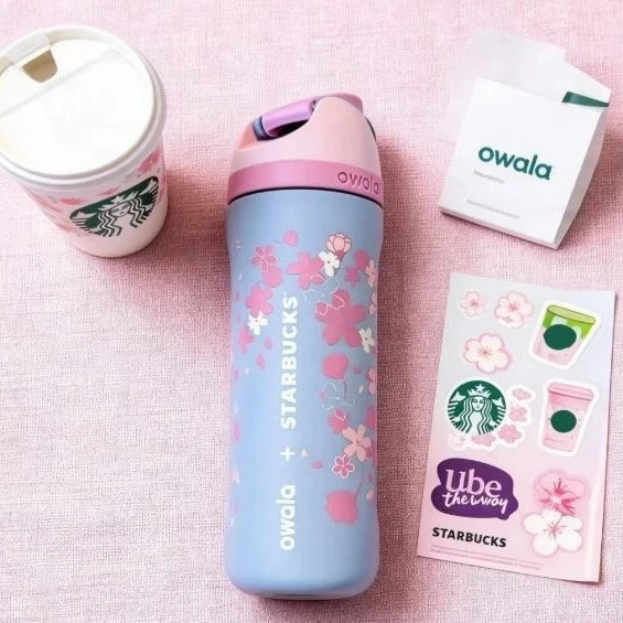 New Starbucks X Owala 2026 Sakura Limited Insulated Water Bottle