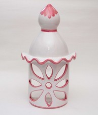 Hand Painted Portuguese Ceramic Wall sconce White and Pink