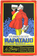 Rare Buvard Grandes Brasserie MAPATAUD Limoges - Bières CONSERVE , BOCK , TABLE