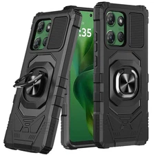 For Moto G Power 2025 Case Shockproof Dual Layer Magnetic Ring + Tempered Glass