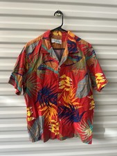 Sears Hawaii 1970s Vintage Tropical Floral Hawaiian Shirt Orange