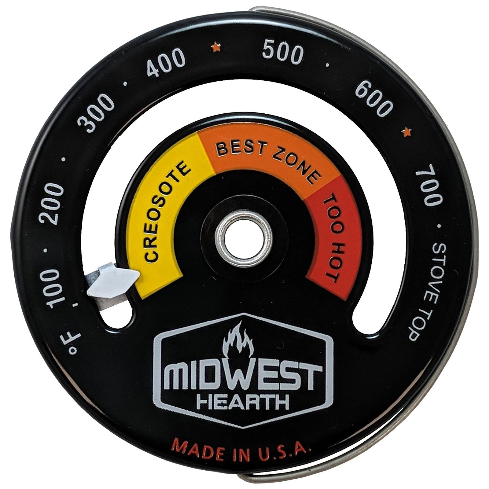 Midwest Hearth Wood Stove Thermometer - Magnetic Top Meter, Black
