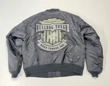 Mack Trucks Jacket Bulldog Tough Nylon Black Zip Pockets Mens Size Large + PINS