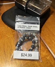 Handmade Bracelet (Lava Stone, Czech Glass, & Picasso Jasper)