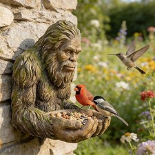 Bigfoot Bird Feeder Tree-Mounted Outdoor Sculpture with Hidden Keyhole Hanger