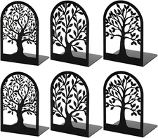 Happyhapi Book Ends, Metal Bookends for Shelves Decorative, Tree Stopper