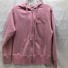 Disneyland Resort Full Zip Hooded Sweatshirt Women s M Embroidered Mickey Pink