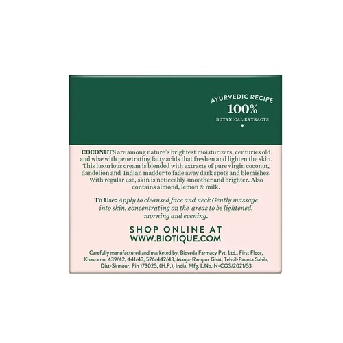 Biotique Bio Coconut Whitening and Brightening Cream for All Skin Types, 50g - Picture 8 of 8