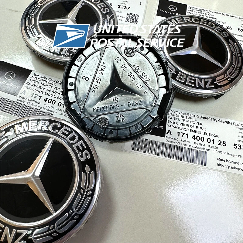 4x Tapacubos centrales de aleación originales NEGROS Mercedes Benz 75 mm A 171 400 01 25 5337 Foto 2 de 4