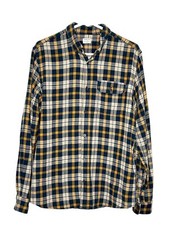 Jack Jones Plaid Button Down Shirt Men s Sz L Blue Gold Preppy Casual Ranch
