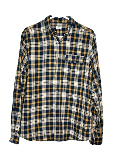 Jack & Jones Blue Gold Plaid Button Up Collared Shirt Men’s Size Large EUC