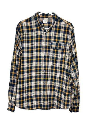 Jack & Jones Blue Gold Plaid Button Up Collared Shirt Men’s Size Large EUC - Picture 1 of 8