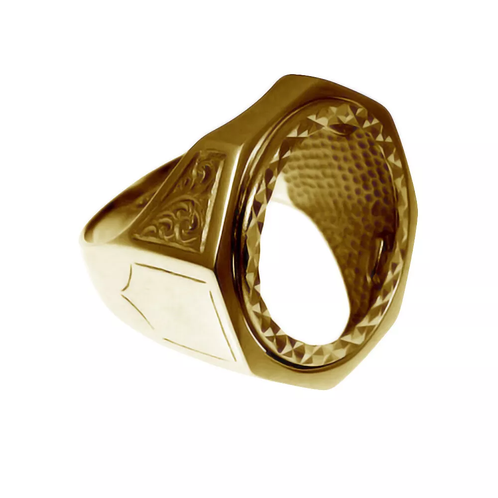 Half Sovereign Hexagonal Ring Mount 9ct Solid Yellow Gold With