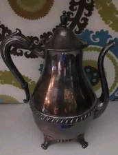 Sheets Rockford  Vintage 1875 Silverplated Teapot/Coffee Pot W/ Feet, 10" Tall