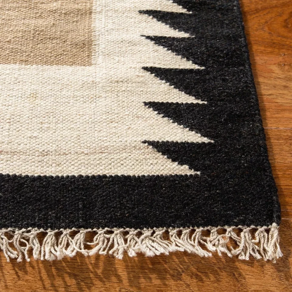 Southwhwest Navaja Maxican Wool Rug Native American Flatweave Large Rug 6'×9' Ft - Image 3 of 4