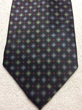 CLAIBORNE MENS TIE BLACK WITH GRAY POLKA DOTS AND BLUE WHITE PURPLE 4 X 60
