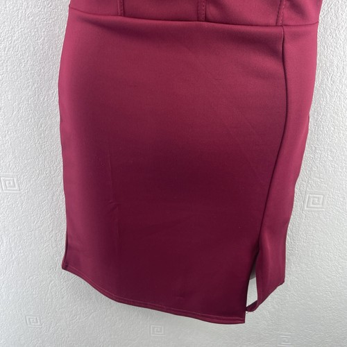 Pink Vanilla Scuba Side Split Strapless Dress, Size UK 12, Wine Red, RRP £20 - Picture 4 of 12