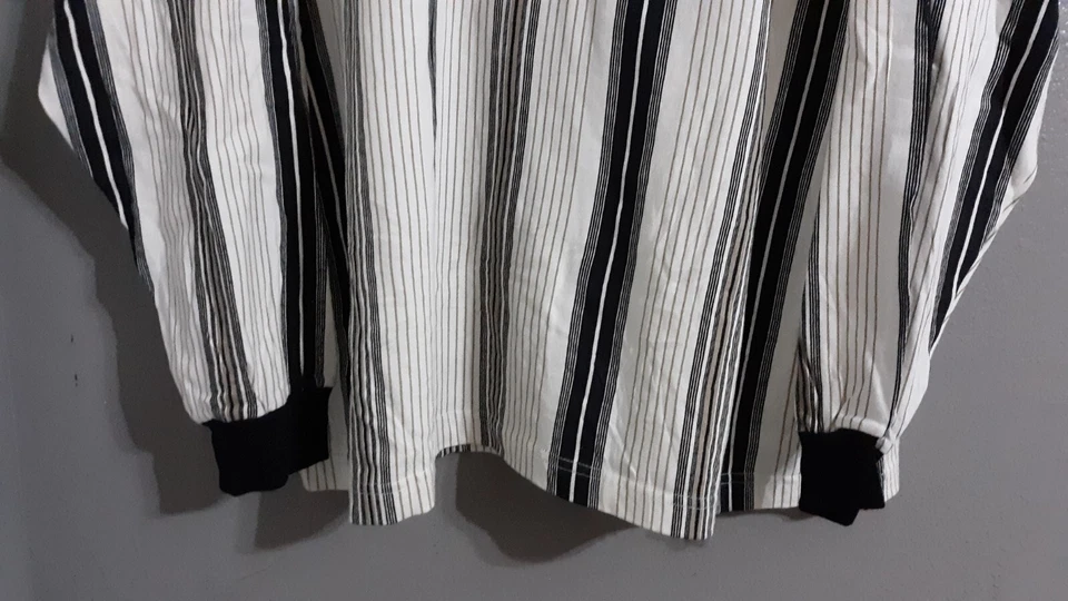 全新-男式 MILO 经典长袖拉绒条纹衬衫。100% 棉。尺寸 XL — 第 4/4 张图片