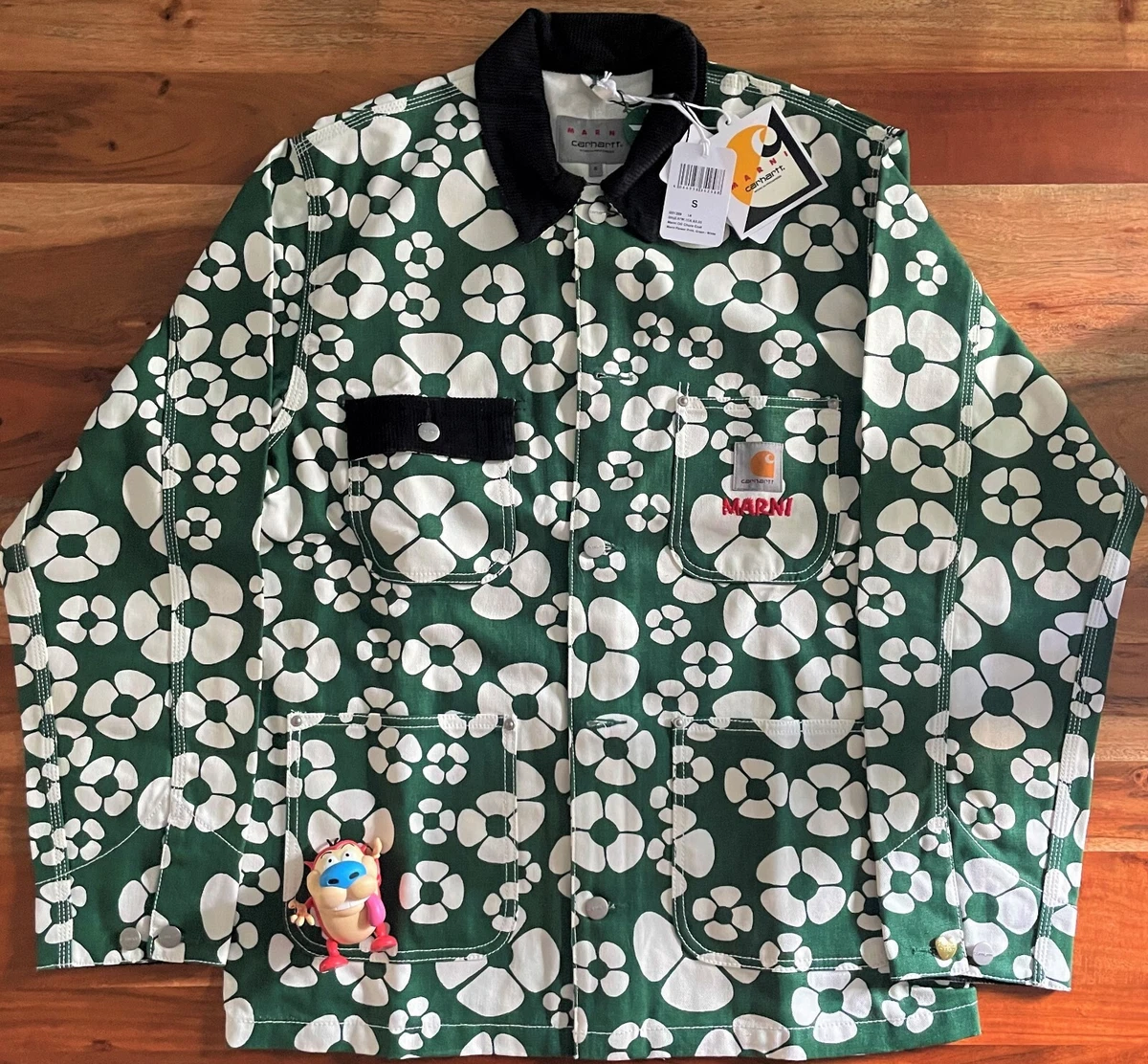 New Marni x Carhartt WIP Green Floral Jacket Small Long Sleeve Fuzzy Born Raised