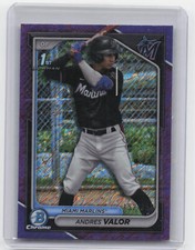 2024 Bowman Chrome #BCP-196 Andres Valor 1st Purple Shimmer /250 Marlins