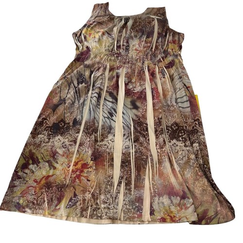 Apt 9 Boho Sleeveless Dress Lace Accent Floral Print M Crochet Babydoll Y2K - Picture 8 of 8