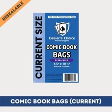 100 RESEALABLE COMIC BOOK BAGS (Current Size) - 2-mil Polypropylene