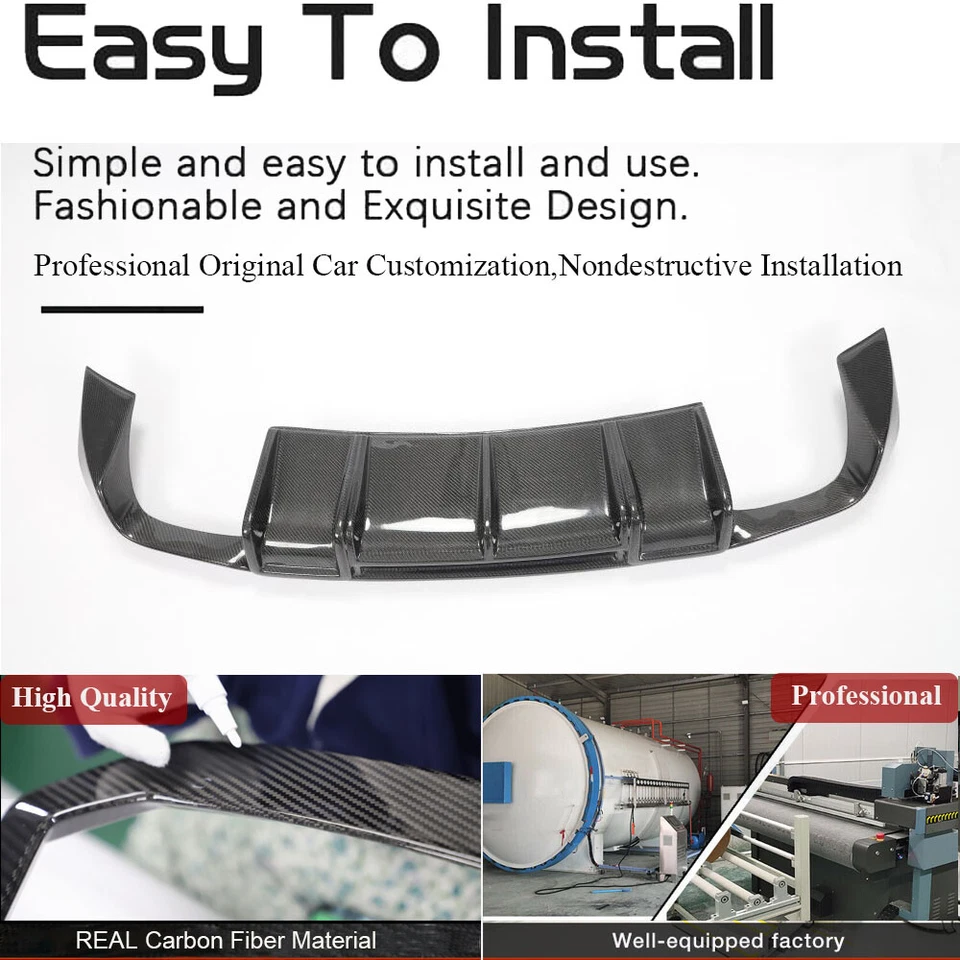 REAL CARBON Rear Bumper Diffuser Lip Spoiler For Audi A3 Sline S3 Sedan 2013-16 - Image 3 of 4