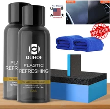 2 Sets Auto Plastic Parts Refurbish Agent Car Exterior Restorer 100ML w/ Tool US