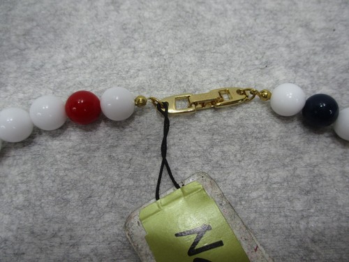 Vintage Napier Red White Blue Gold Acrylic Beaded Necklaces New With Tag 19" L - Picture 5 of 7