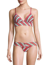 Hanky Panky Red IT'S A WRAP Print Lace Bralette Bra XS  Low Rise Thong O/S