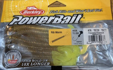 Berkley PowerBait #PBBRW4-FCH 4" Rib Worm Firecracker Chartreuse-1pk of 15pc-NEW