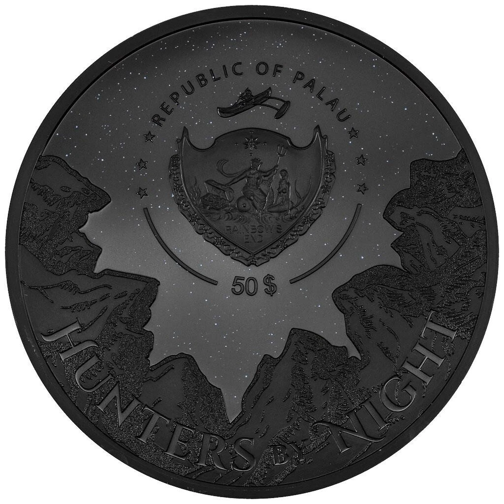 Silbermünze 1kg Python Jäger bei Nacht (3.) 2023 Palau - Ultra High Relief - BP
