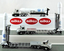 SIKU 1614 SCANIA T-CAB Truck & LOW-LOADER Trailer w LIFT FRAME ESA SPACE ROCKET