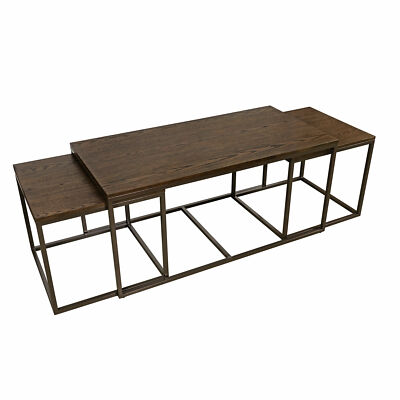 Interior Elements Nesting Coffee Table Set of 3 For Living Room, Brown, 48''
