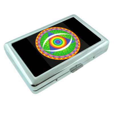 Rainbow Triangle Symbol Em1 Silver Metal Cigarette Case RFID Protection  Wallet