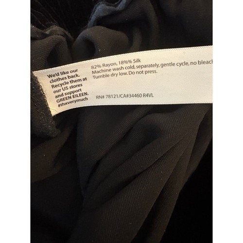 Eileen Fisher Black Velvet Straight Pants Pull On Pleated Comfort Stretch Large - Picture 11 of 11