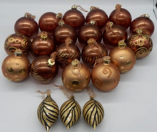 Frontgate Bronze & Gold Holiday Collection 22 Glass CHRISTMAS ORNAMENTS - Picture 3 of 10